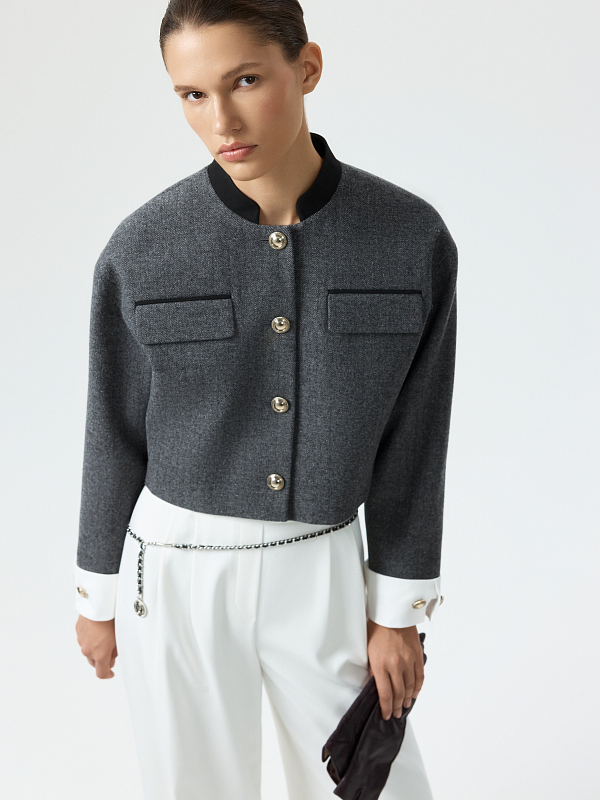 Укороченный жакет из твида