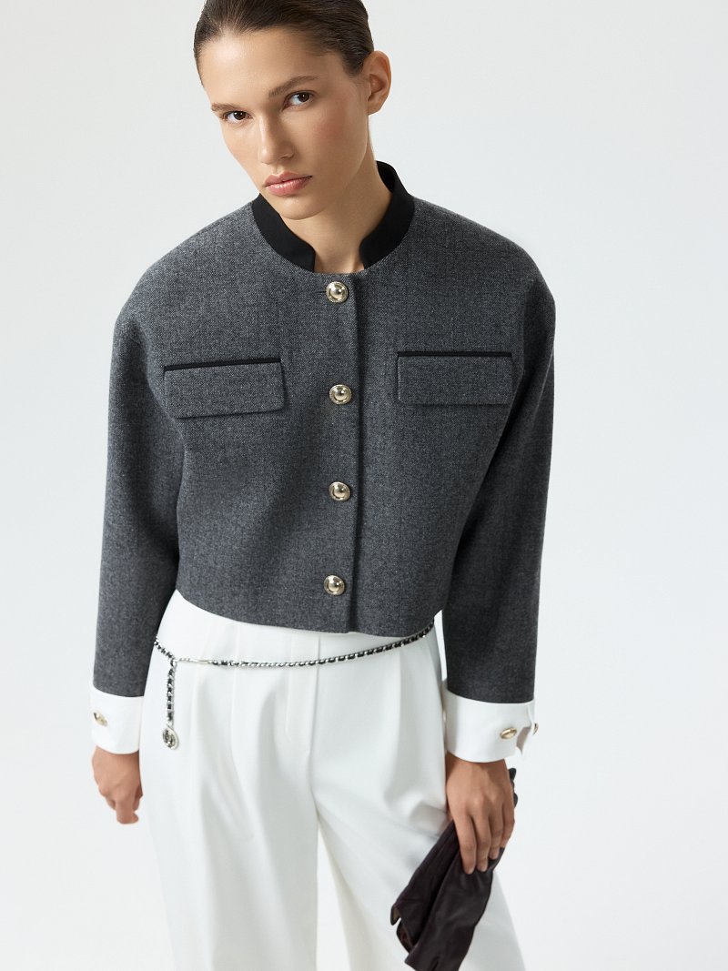 Укороченный жакет из твида