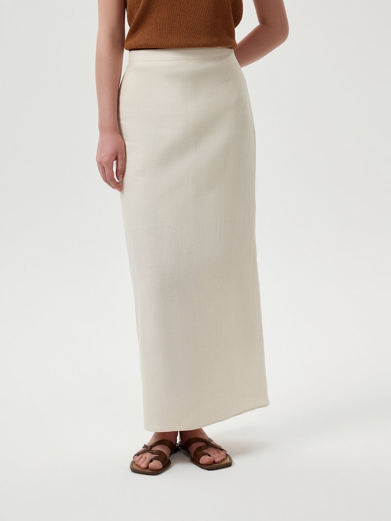 Прямая юбка из 100% льна