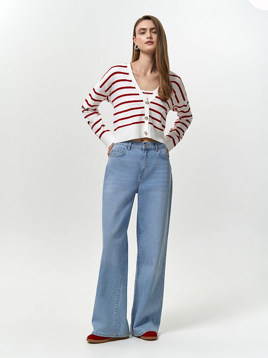 Укороченный кардиган в полоску: фото №5