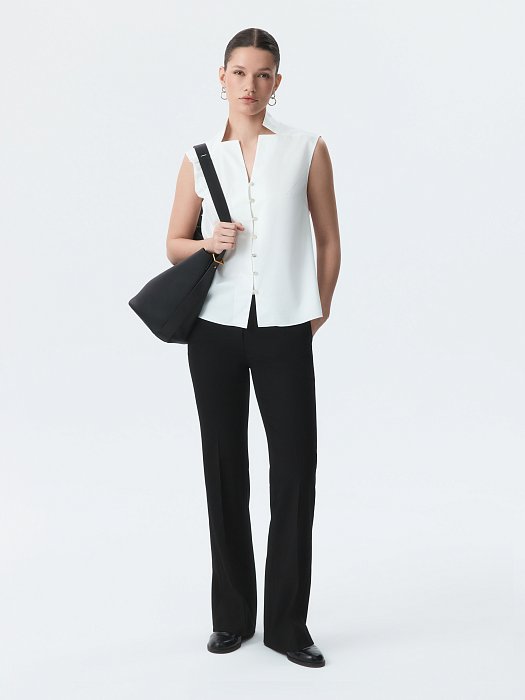 Хлопковая блуза без рукавов: фото №6