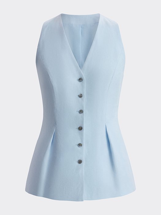 Льняной жилет с баской (Р158): фото №7