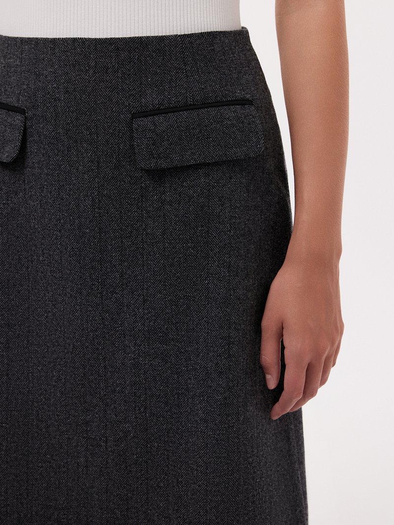 Юбка-трапеция из шерстяного твида
