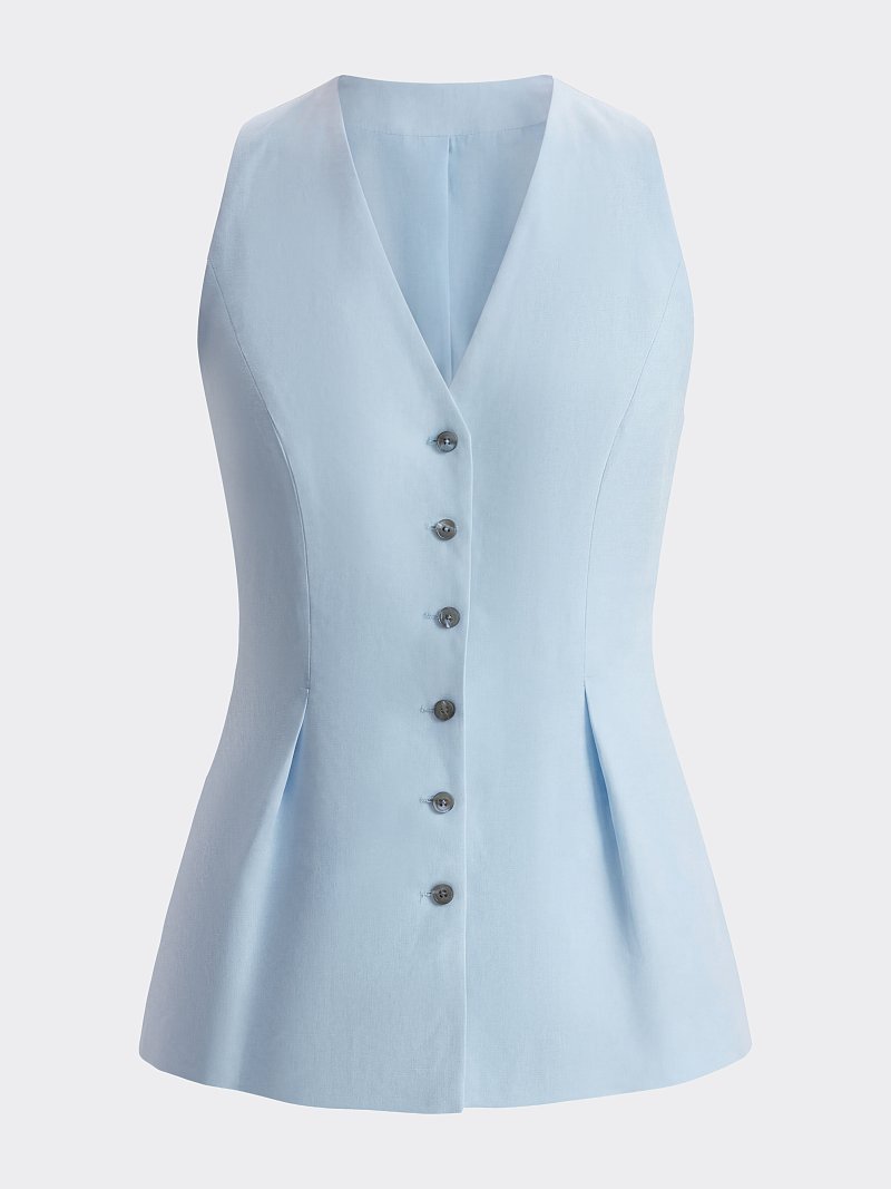 Льняной жилет с баской (Р158)