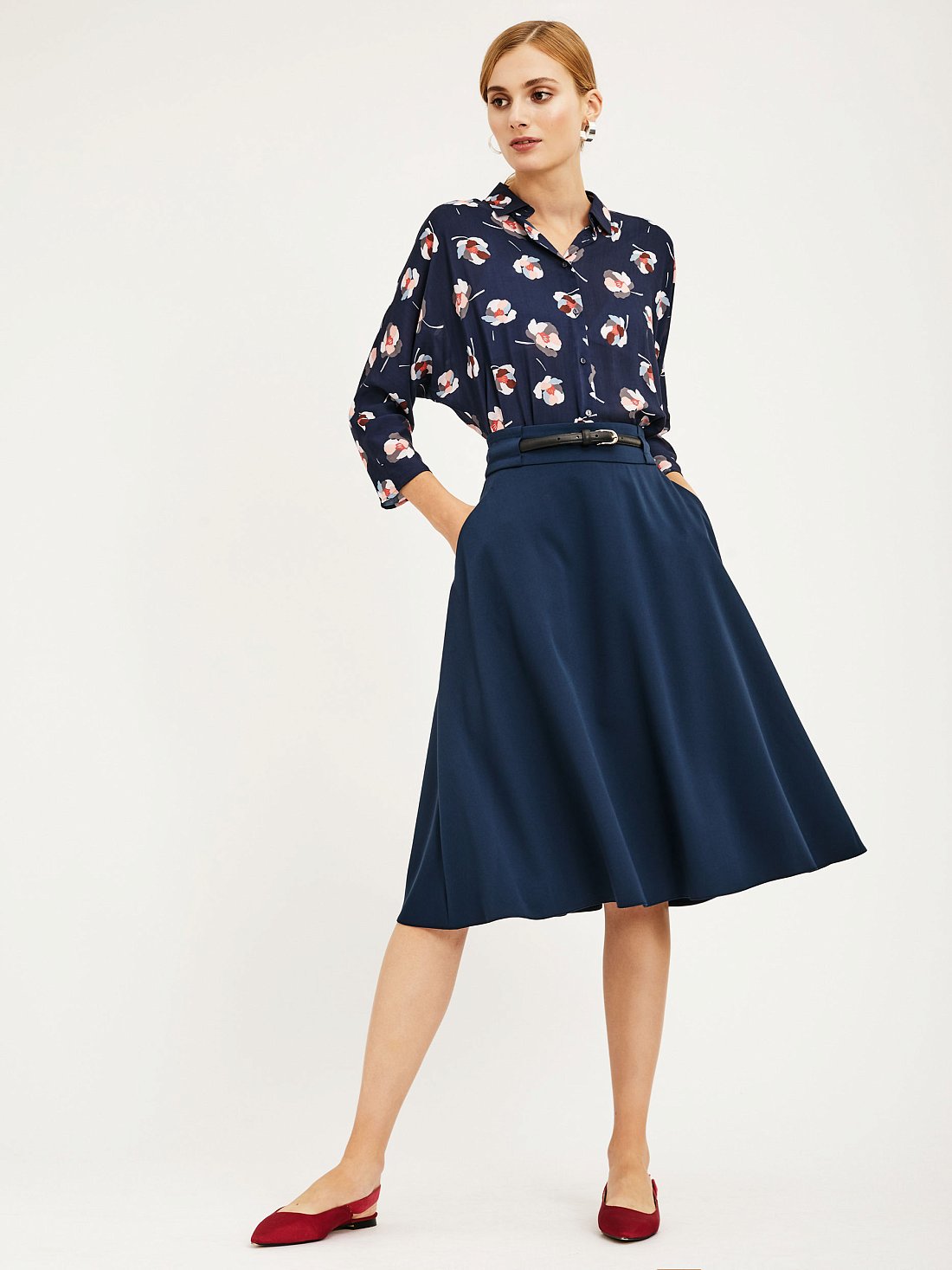 Расклешённая юбка-миди: фото №1