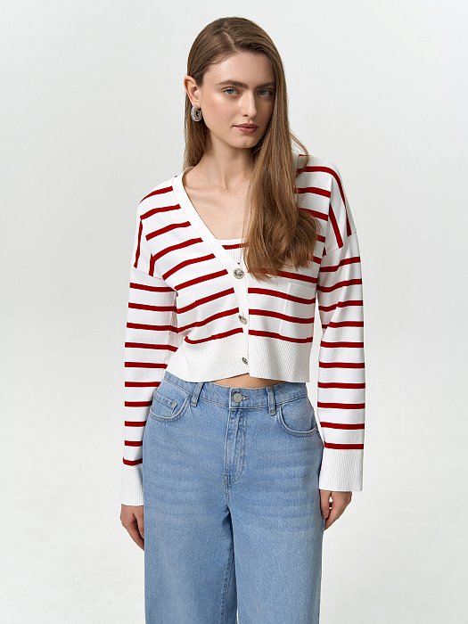 Укороченный кардиган в полоску: фото №6