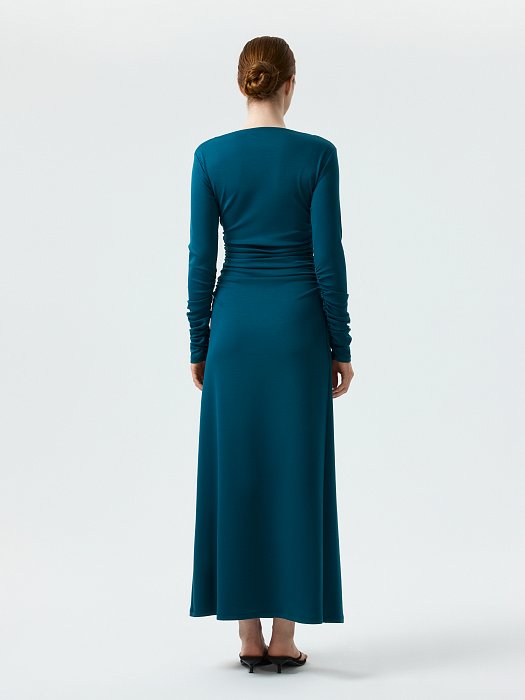 Трикотажное платье с драпировками: фото №5