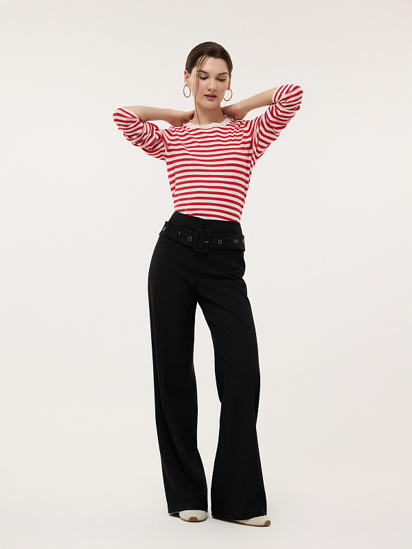 Расклешенные брюки с ремнем 