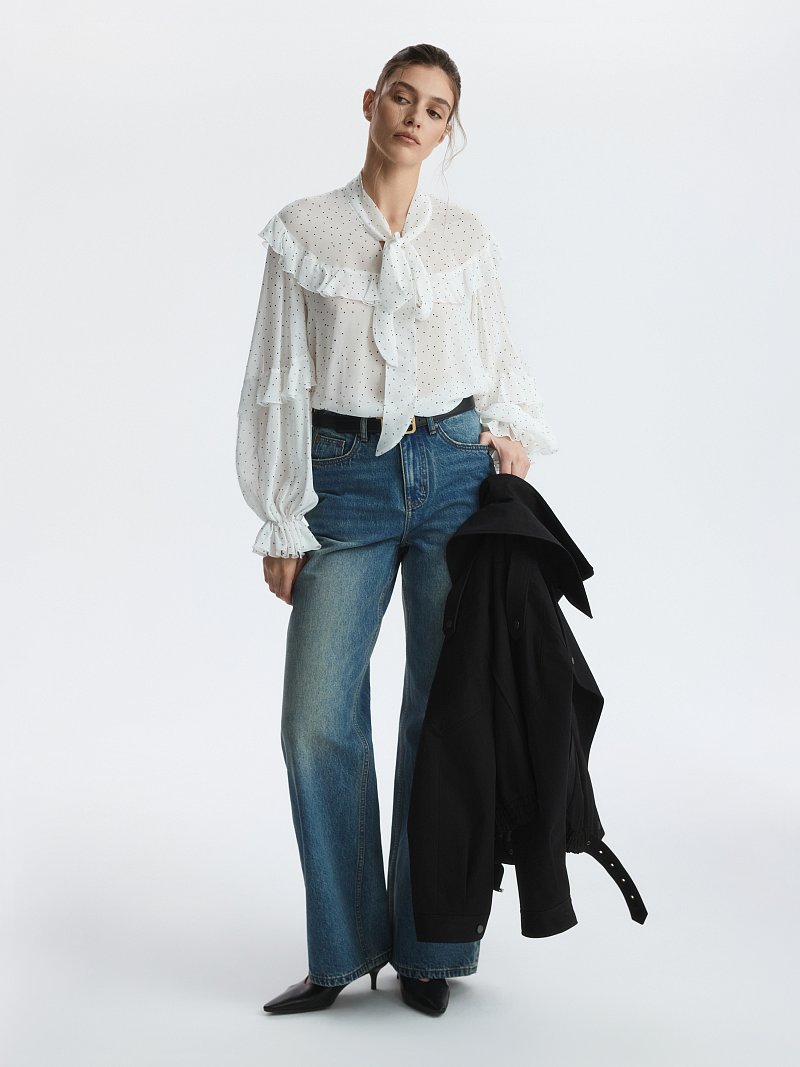 Шифоновая блуза с воланами