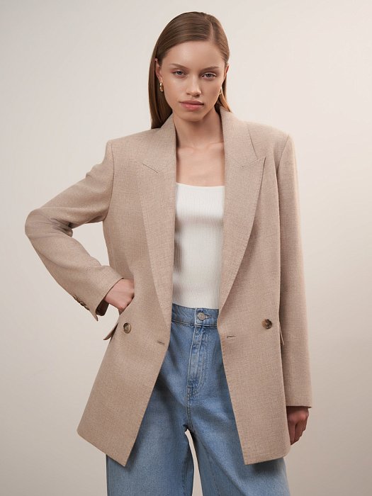 Прямой жакет из смесовой шерсти: фото №3