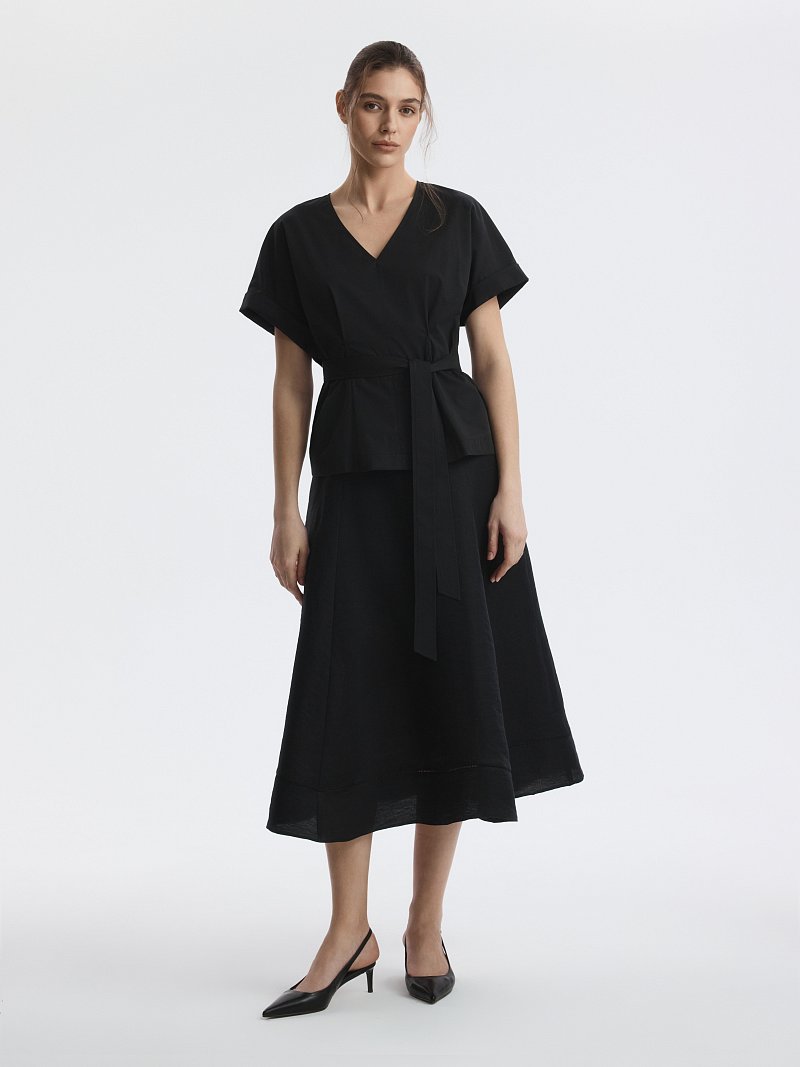 Блуза из хлопка с поясом