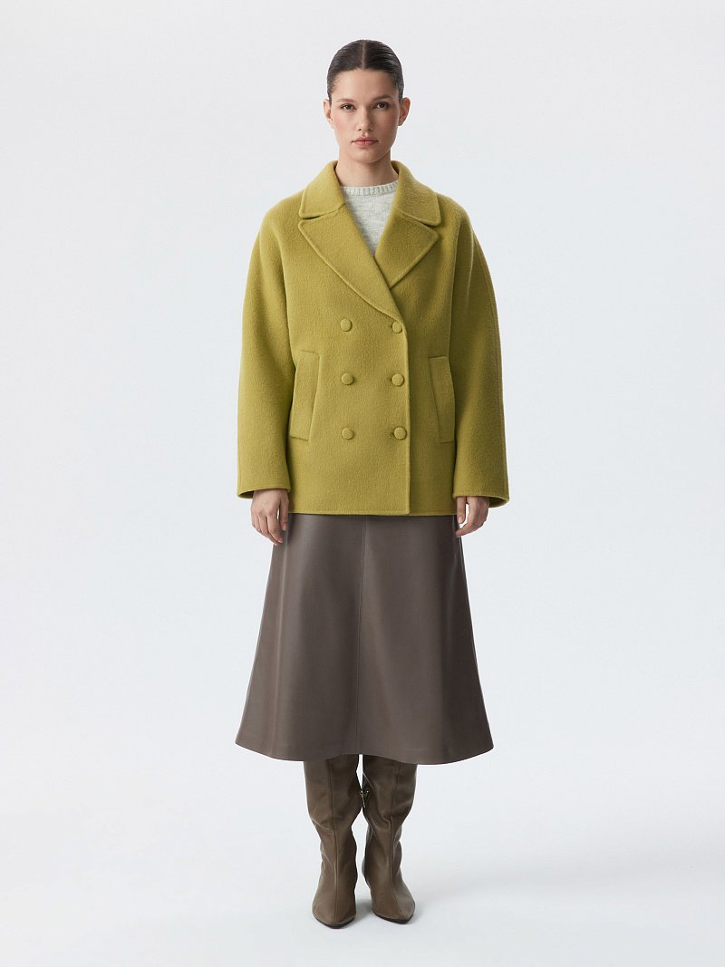 Двубортное укороченное пальто (Р158)