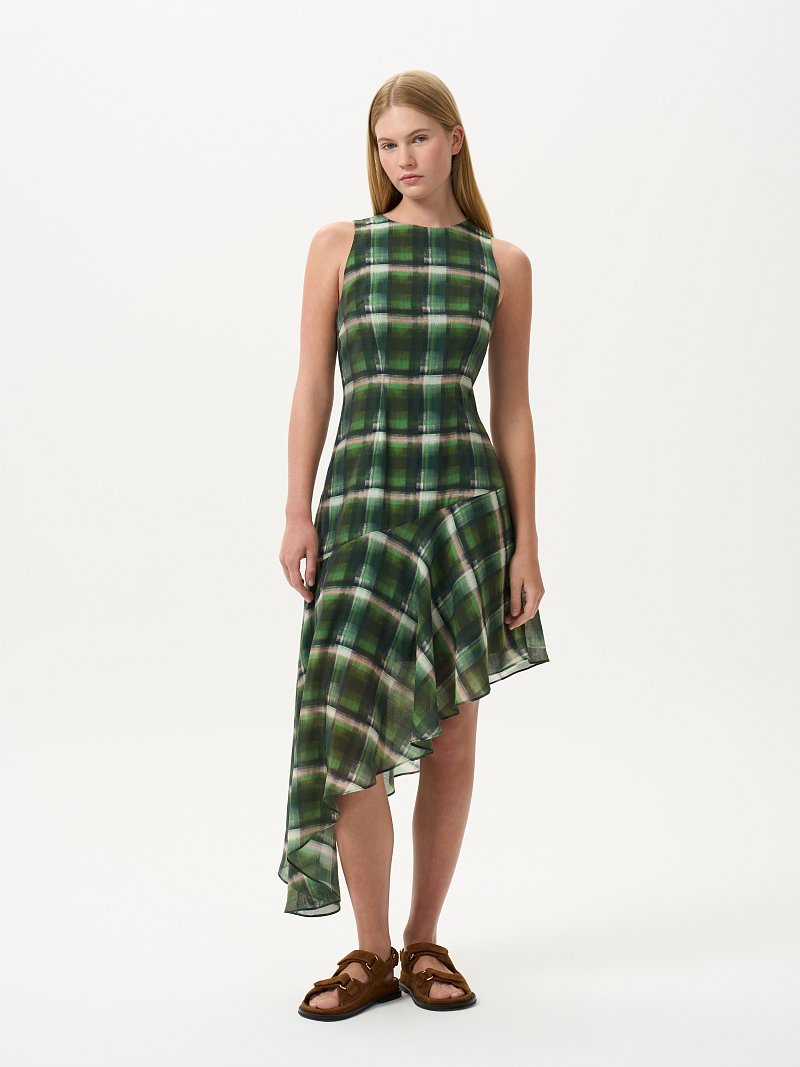 Асимметричное платье в клетку