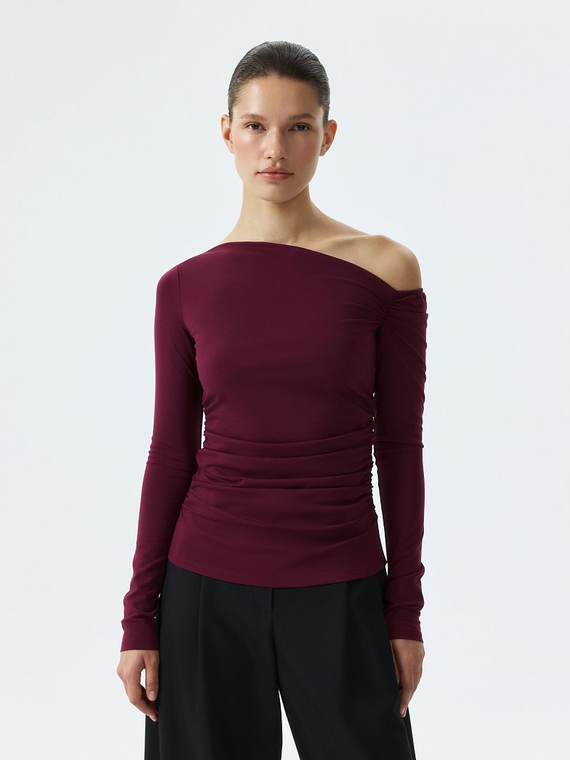 Асимметричный лонгслив с драпировками