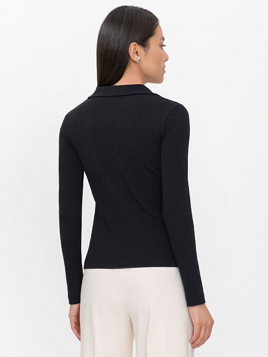 Джемпер-поло в рубчик : фото №4