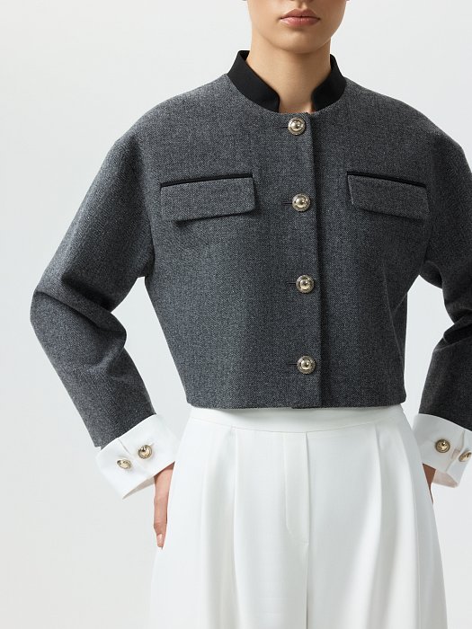 Укороченный жакет из твида: фото №3