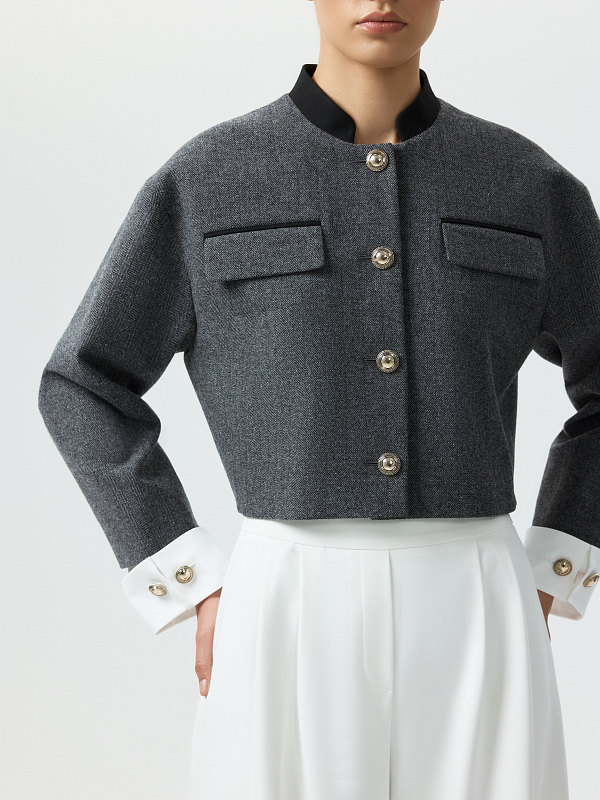 Укороченный жакет из твида