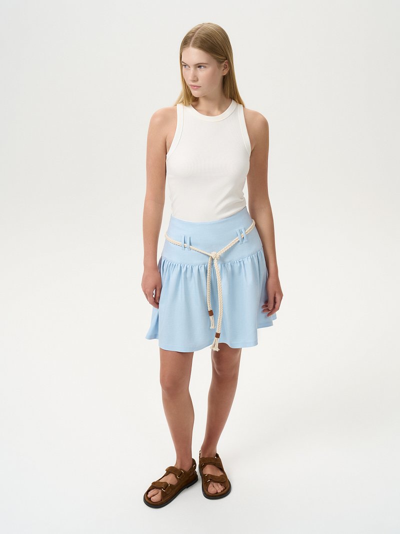 Расклешенная юбка со льном