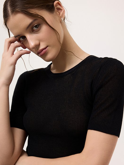 Сетчатый джемпер с короткими рукавами: фото №2