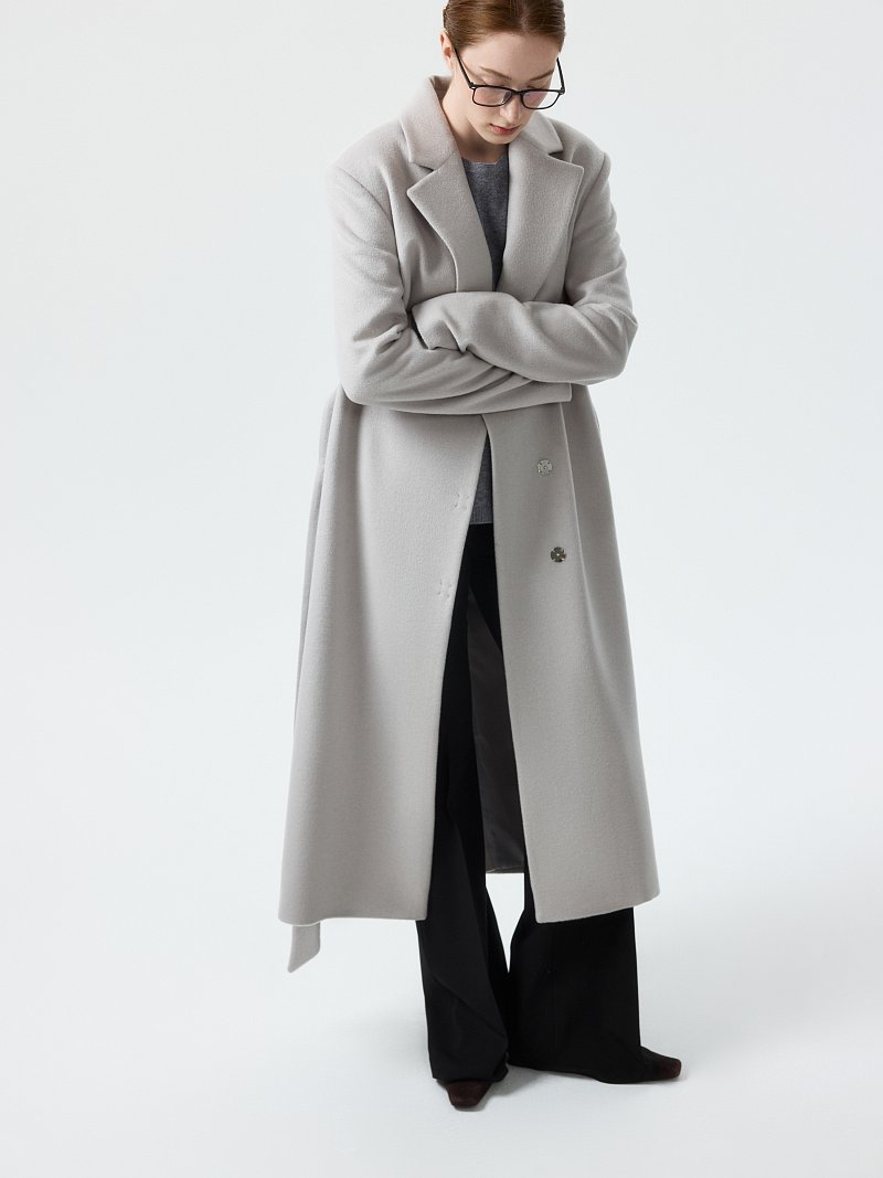 Прямое пальто из шерсти и кашемира