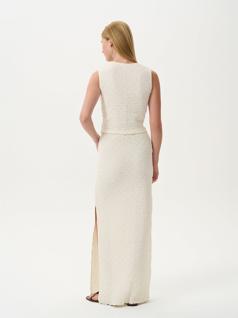 Вязаная юбка из хлопка с разрезом