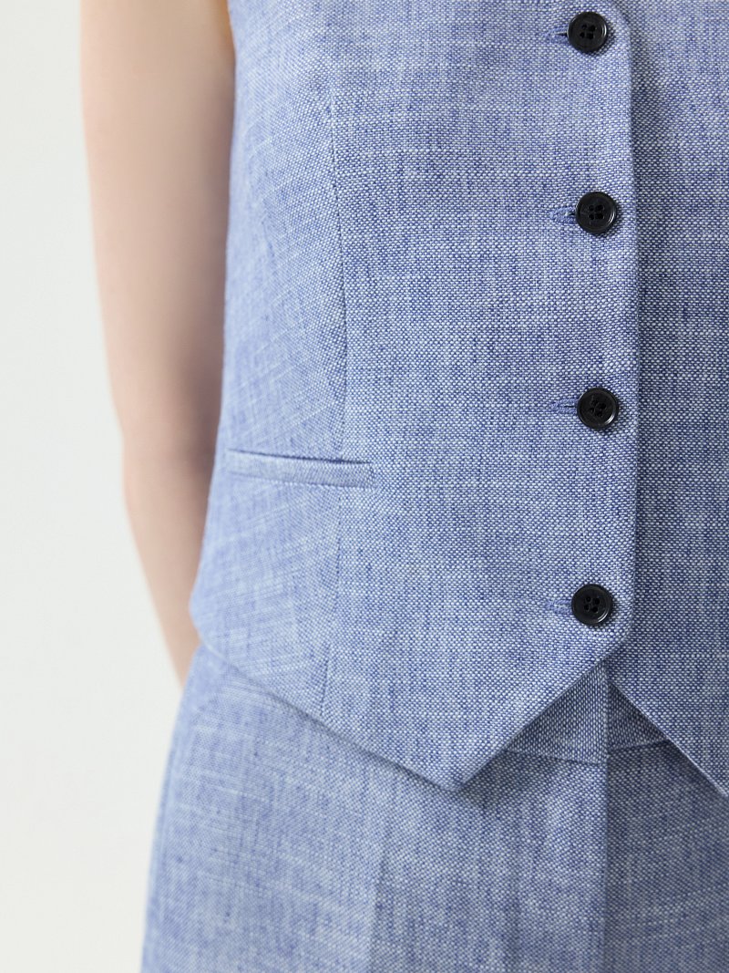 Прямой жилет со льном