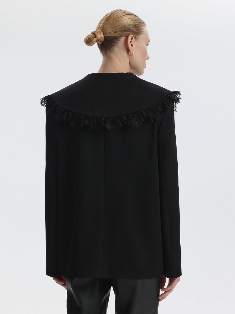 Атласный жакет со съемным воротником