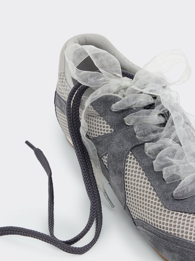 Сетчатые кеды с замшей