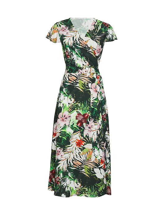 Платье на запах с растительным принтом: фото №5