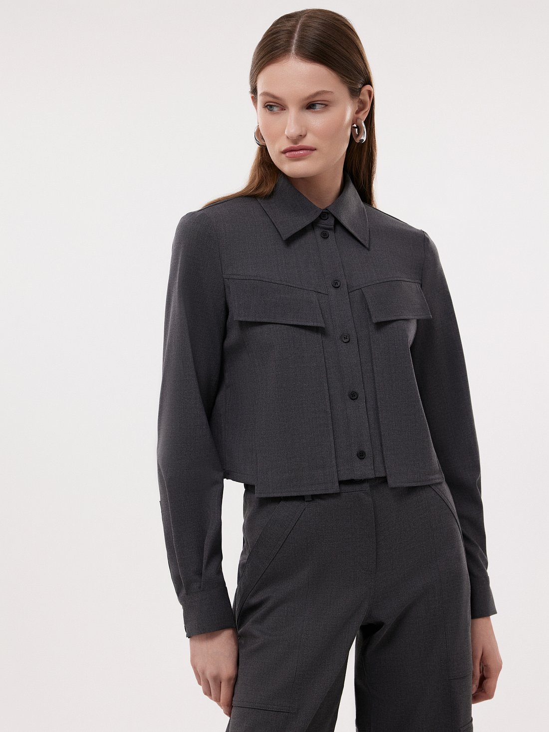 Укороченная рубашка с шерстью: фото №1