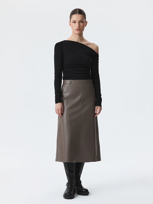 Юбка-миди из экокожи: фото №3