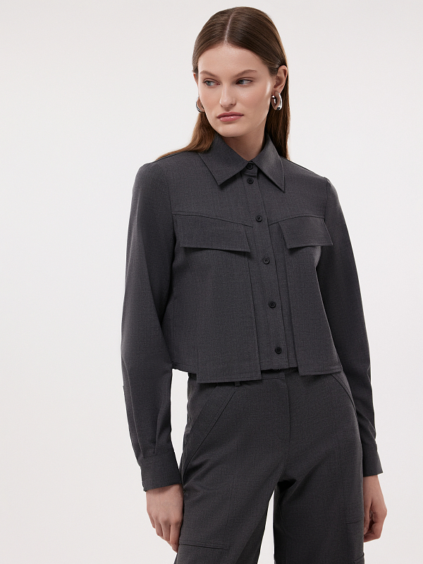 Укороченная рубашка с шерстью