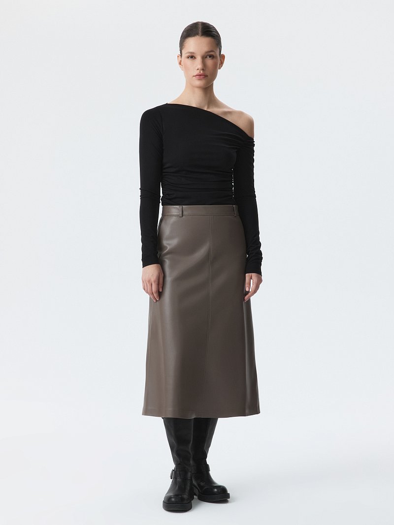 Юбка-миди из экокожи