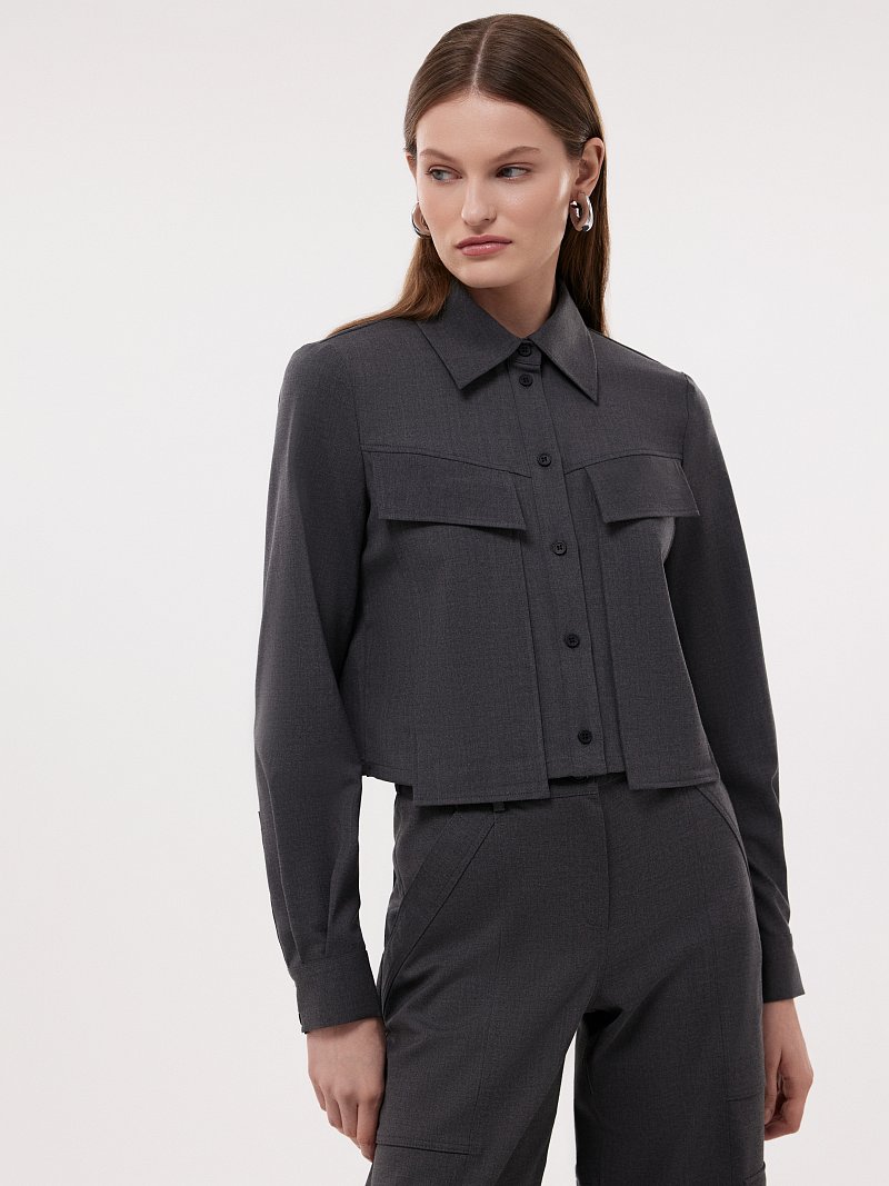 Укороченная рубашка с шерстью