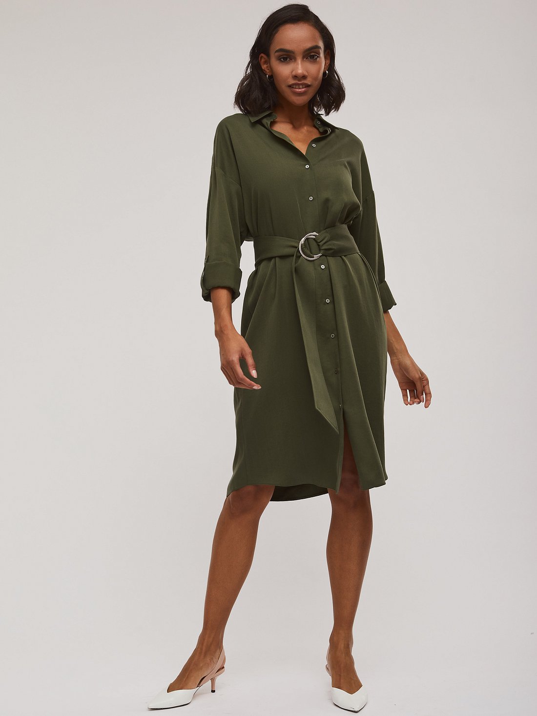 Платье-рубашка цвета хаки
: фото №1