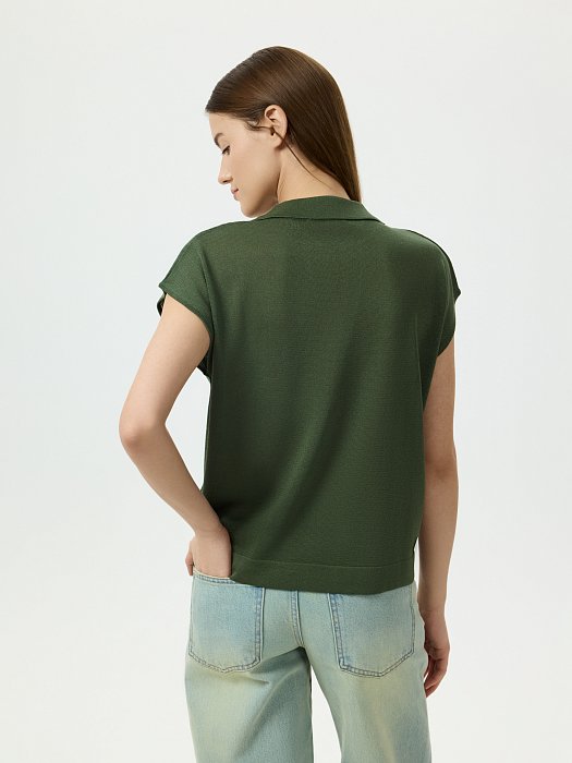 Вязаное поло из вискозы: фото №4