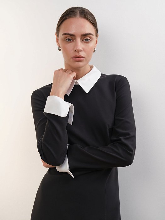 Платье со съемными воротником и манжетами: фото №6