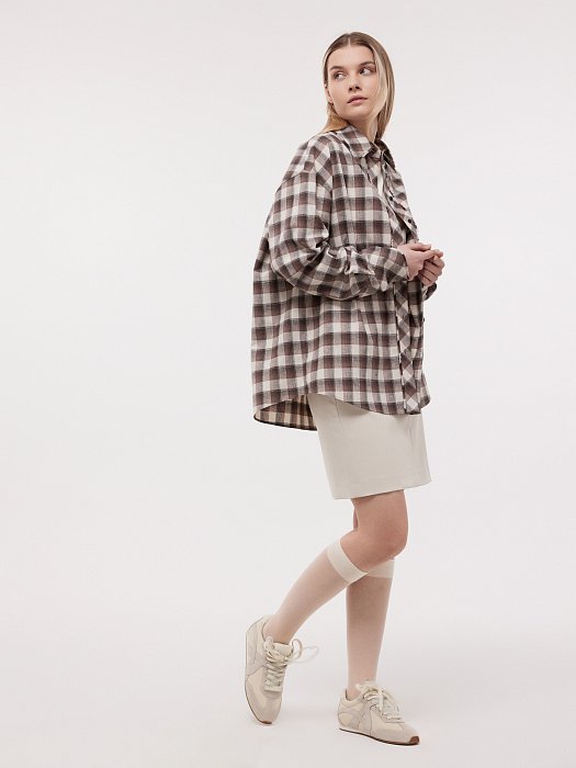 Клетчатая рубашка со льном: фото №5
