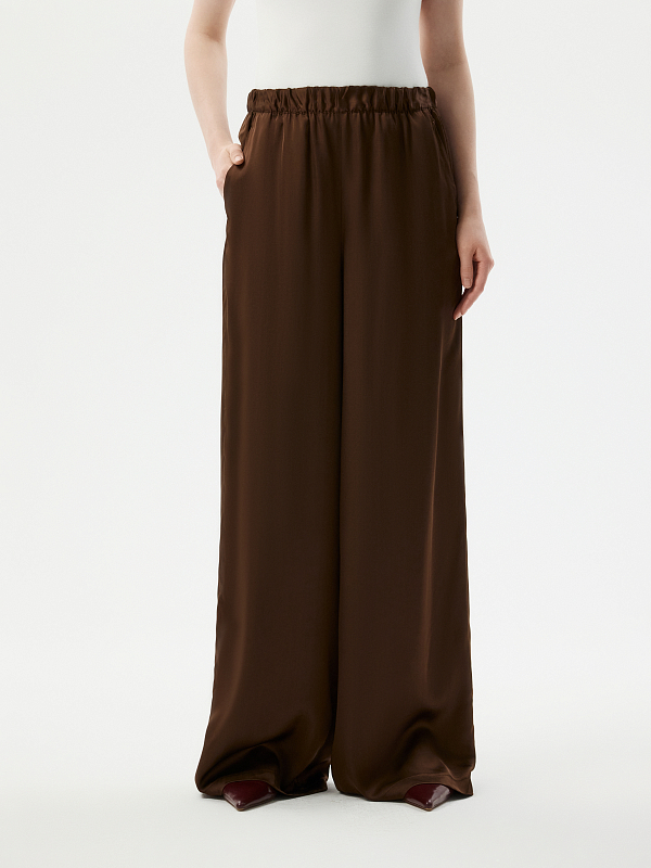 Атласные брюки на резинке