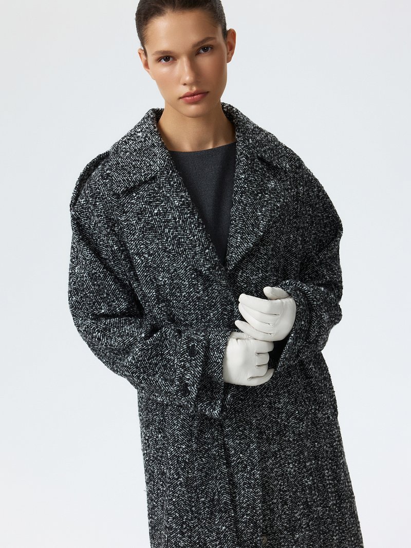 Пальто с шерстью «в елочку»