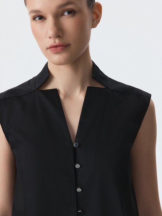 Хлопковая блуза без рукавов: фото №4