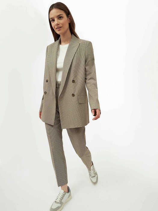 Зауженные брюки в гусиную лапку: фото №2