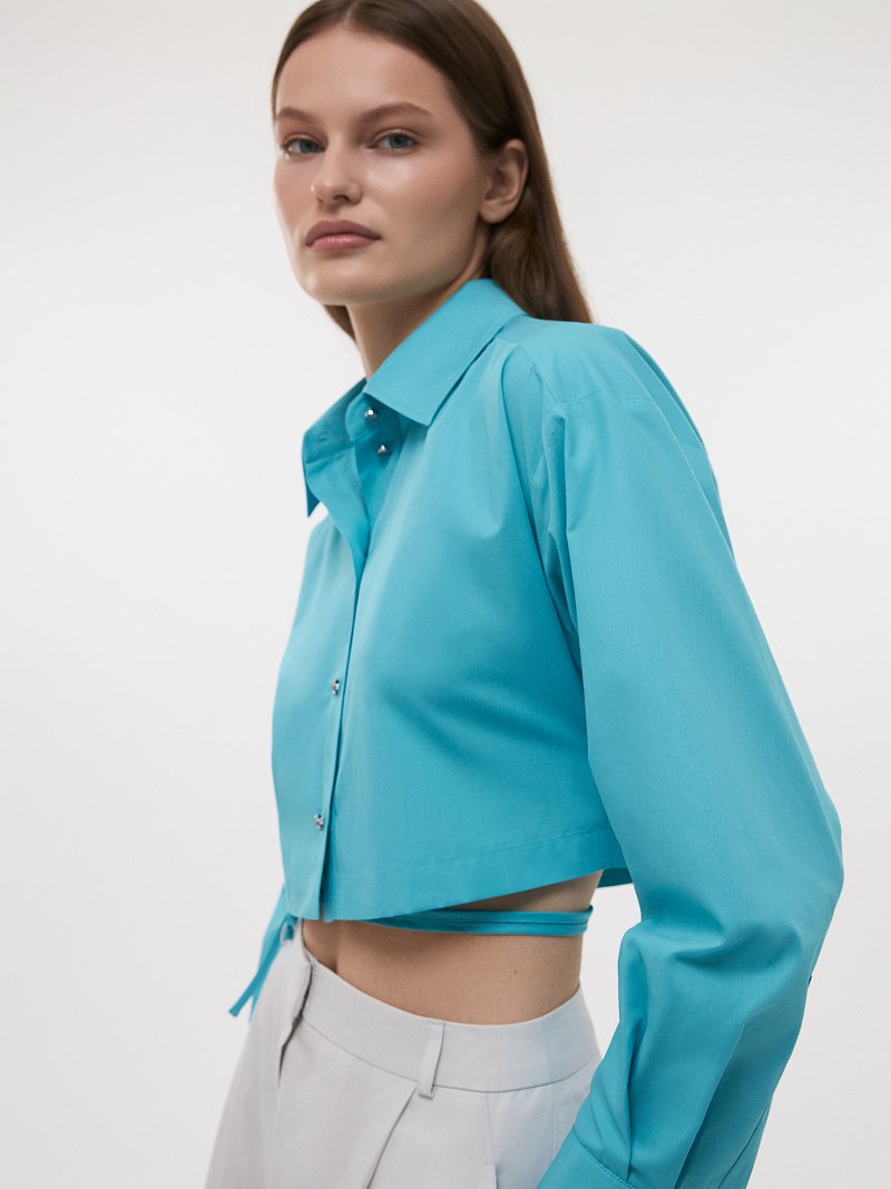 Укороченная рубашка со шнуровкой