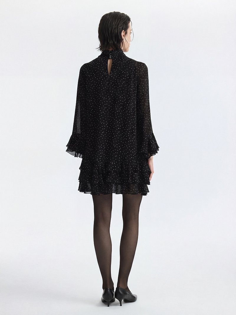 Шифоновое платье с воланами (Р158)