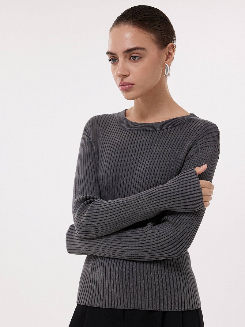 Джемпер из хлопка в рубчик