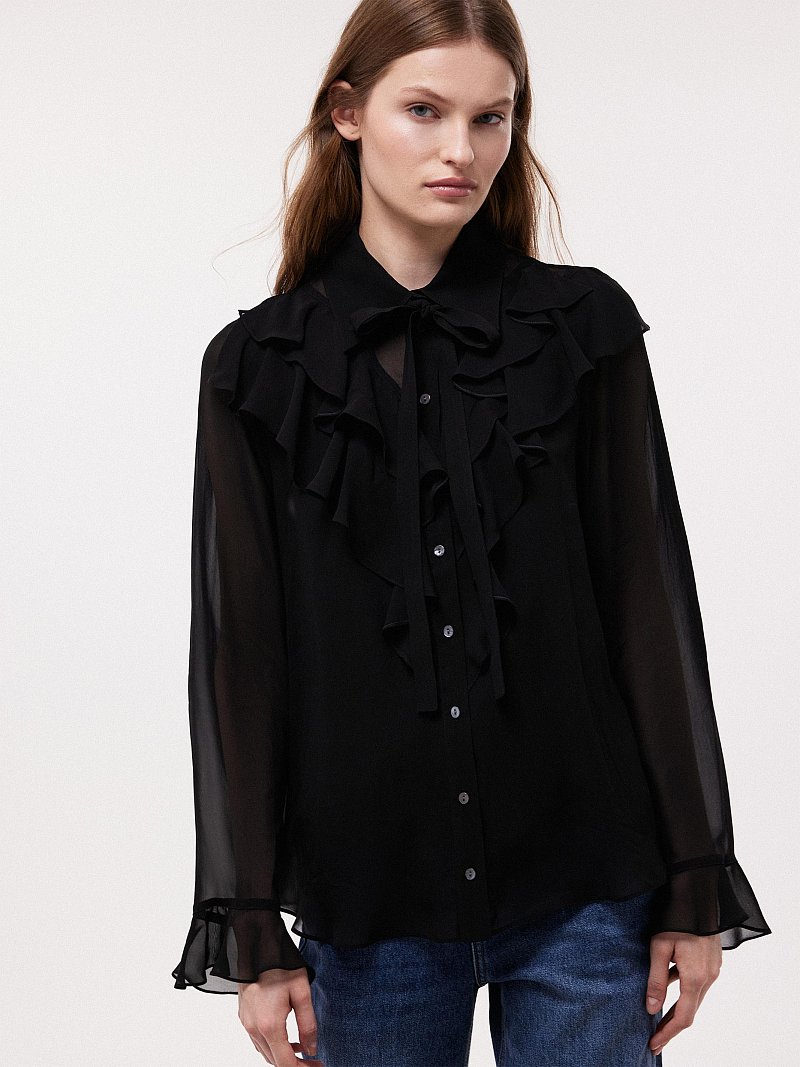 Блуза со съемным бантом