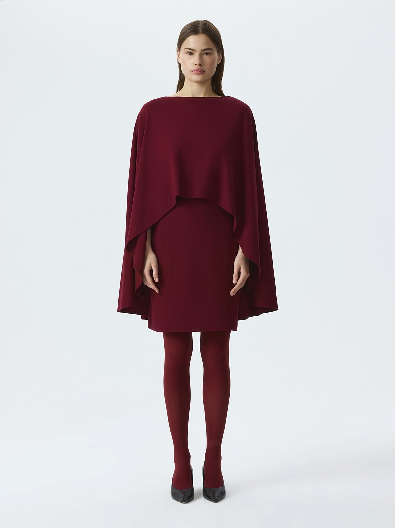 Трикотажное платье-мини с пончо