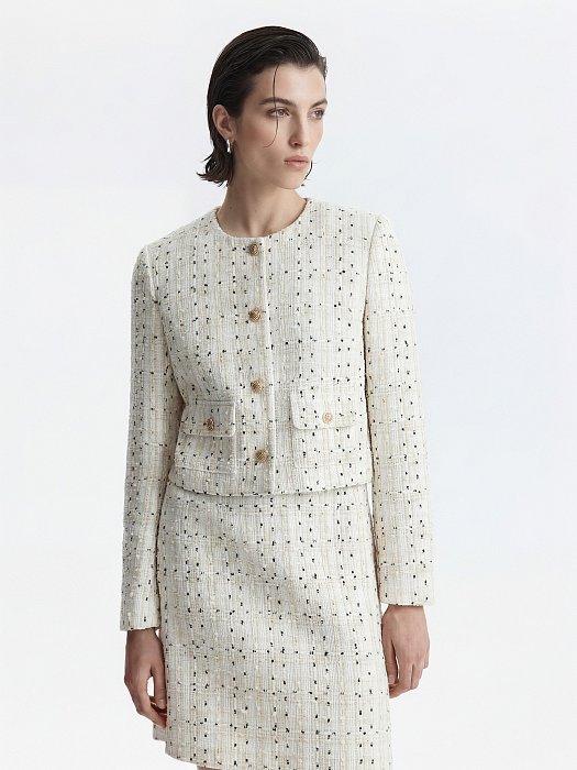 Укороченный жакет из твида: фото №4