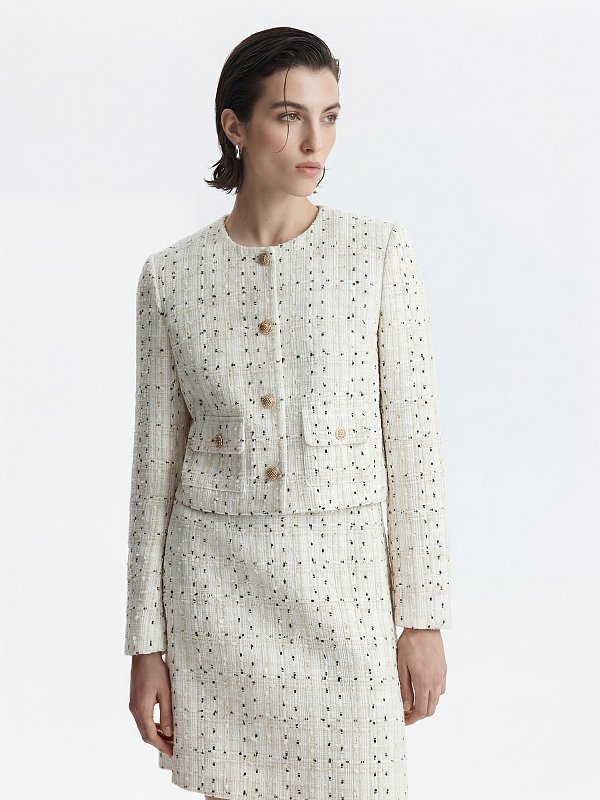 Укороченный жакет из твида