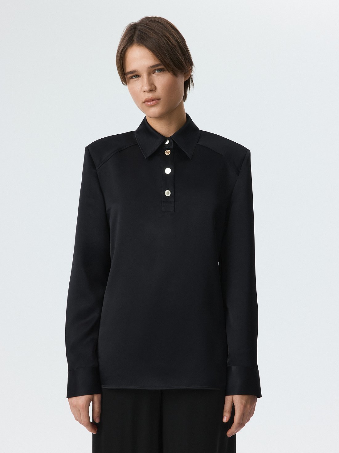 Атласная блуза-поло (Р158): фото №1